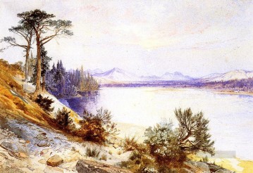 湖池の滝 Painting - イエローストーン川の風景の頭 トーマス・モラン